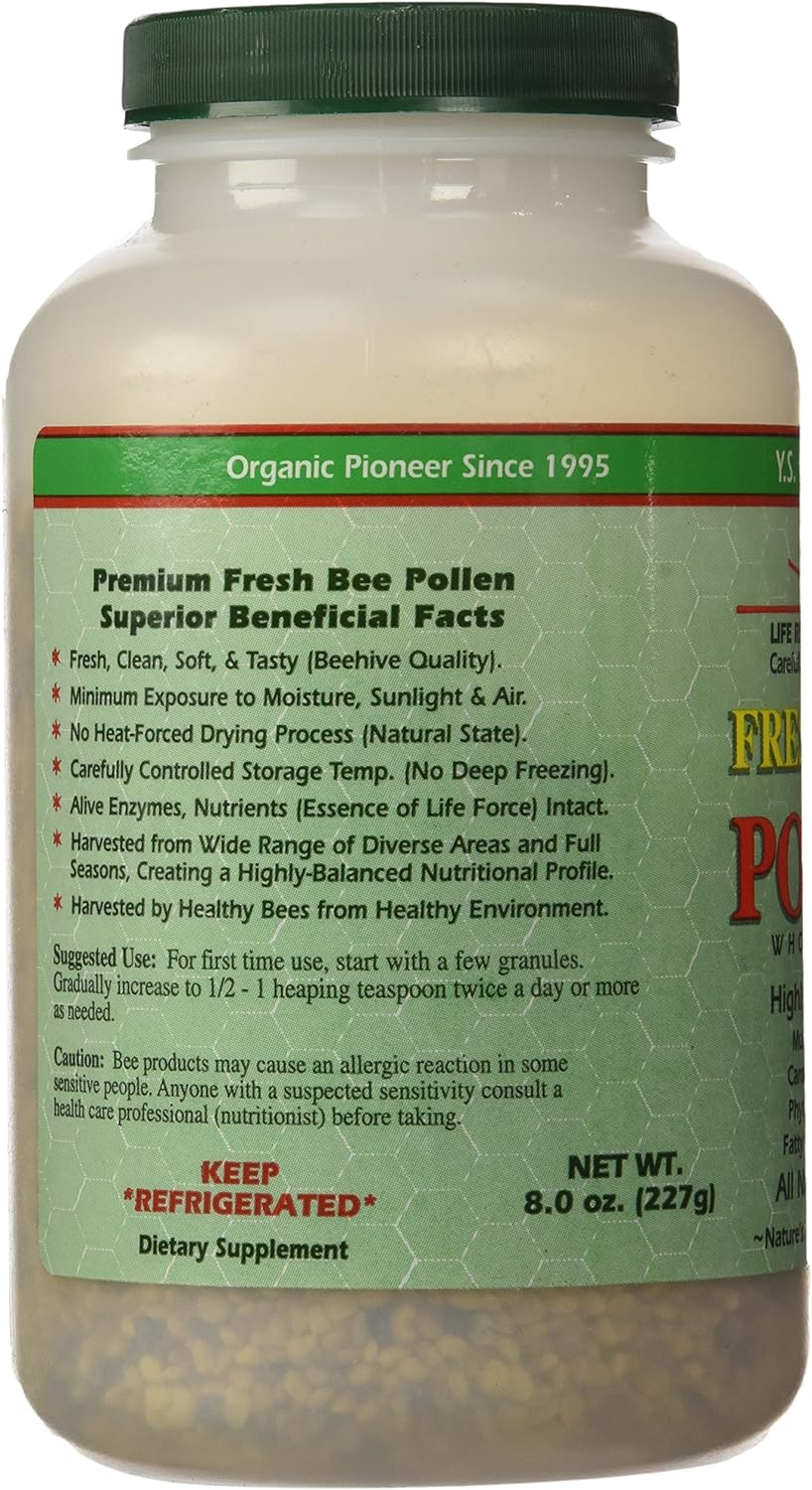 Y.S. Organics Fresh Bee Pollen Whole Granules, 8 Ounce