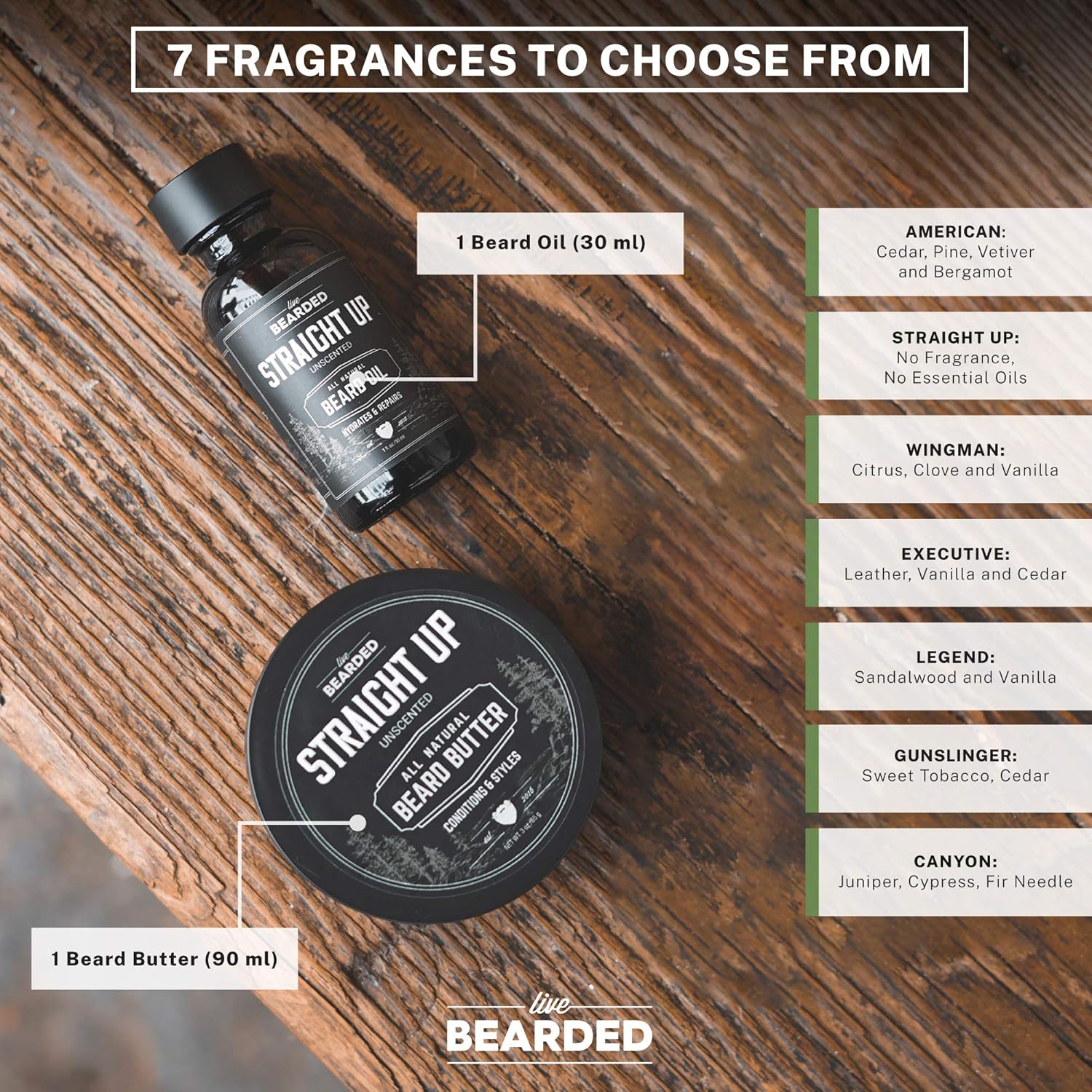 Live Bearded Beard Oil And Butter Grooming Kit - Made In The Usa - All-Natural Ingredients With Shea, Argan, Jojoba - Growth Support | Forge Scent - Hinoki Cypress, Clove, Amber : Beauty & Personal Care