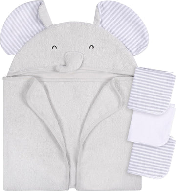 Gerber Baby 4 Piece Animal Character Hooded Towel And Washcloth Set, Brown Lion, One Size