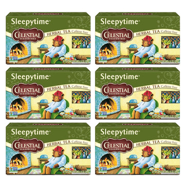 Celestial Seasonings Sleepytime Herbal Tea, Caffeine Free, 20 Tea Bags Box, (Pack Of 6)