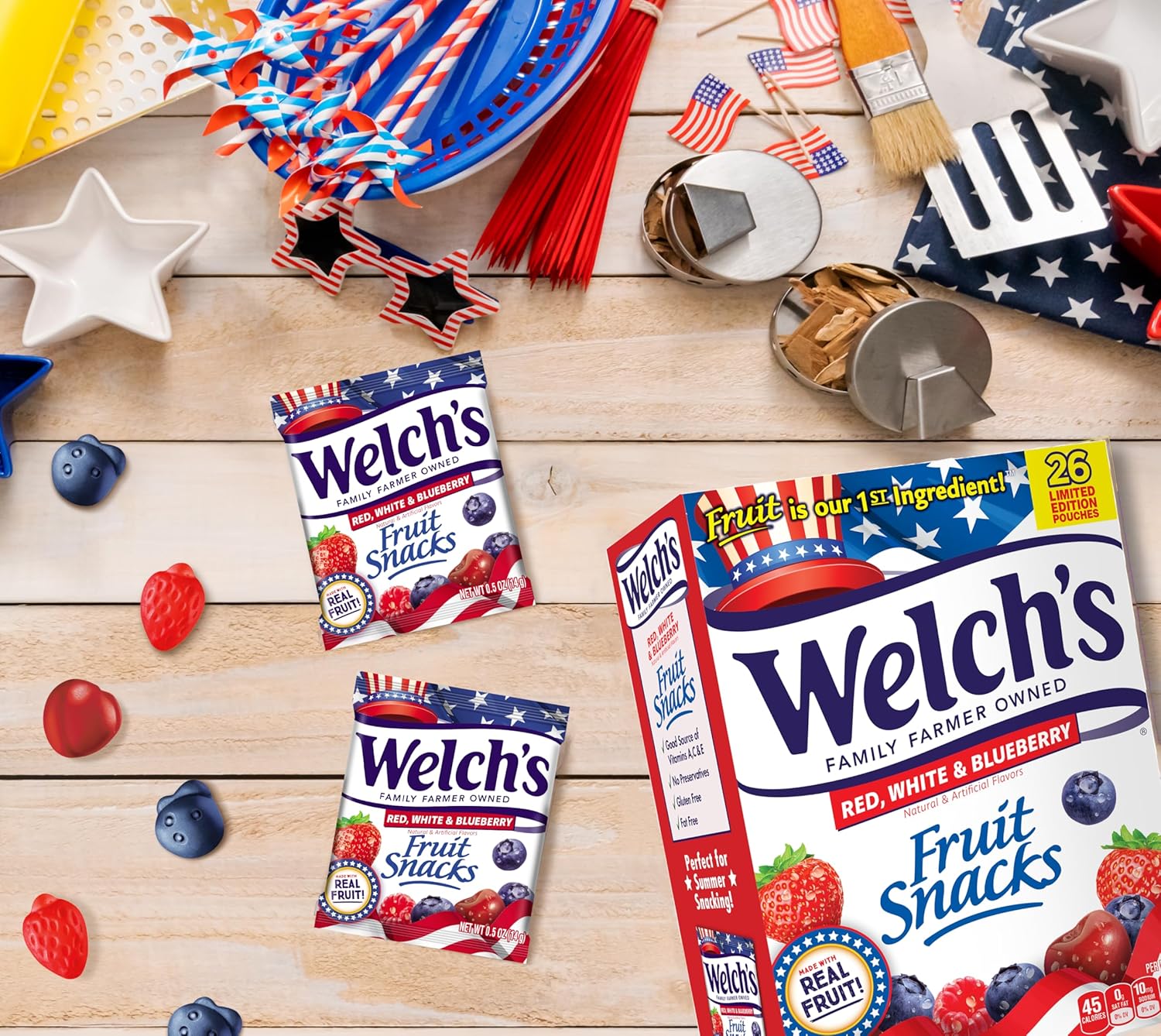 Welch's Fruit Snacks Red, White & Blueberry 26ct 0.5oz : Everything Else