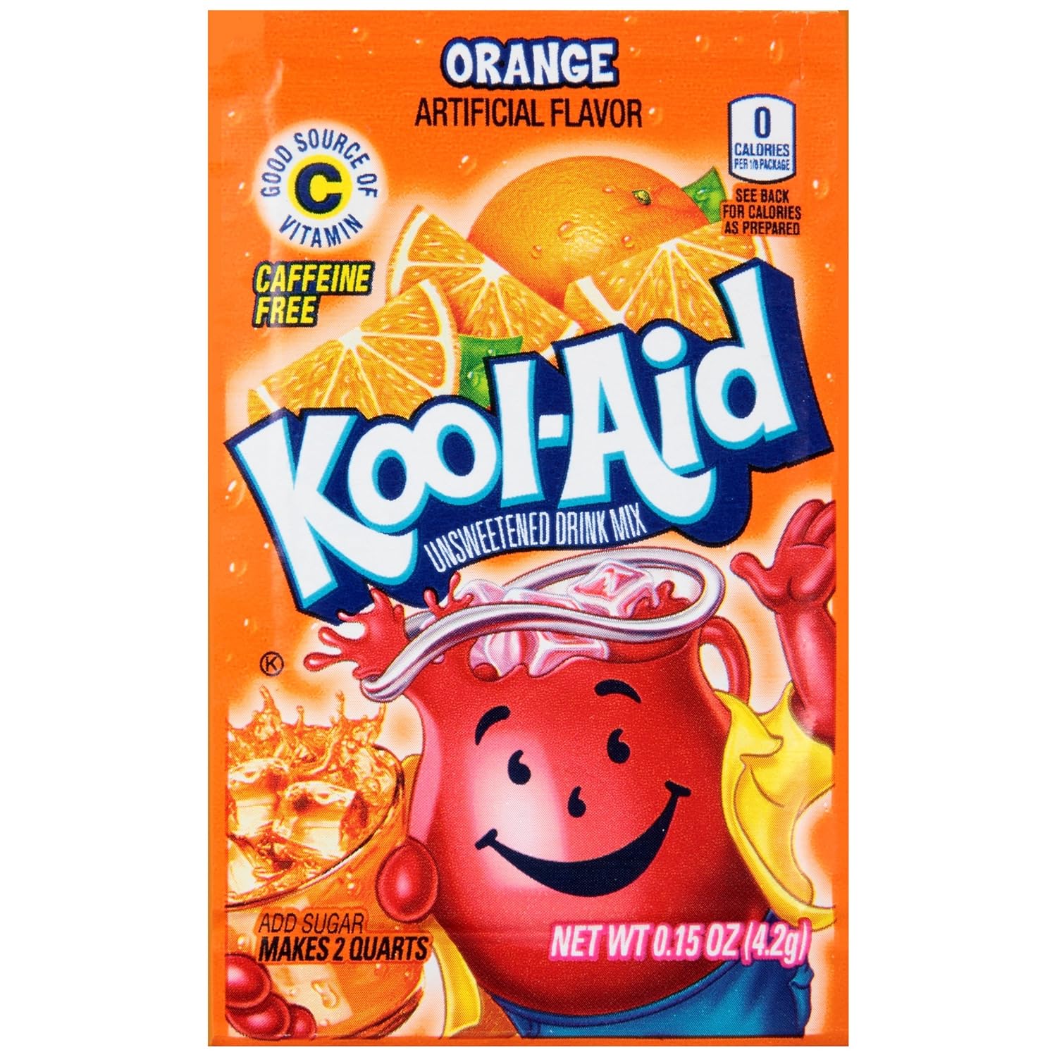 Kool-Aid Unsweetened Caffeine Free Orange Zero Calories Powdered Drink Mix 192 Count Pitcher Packets