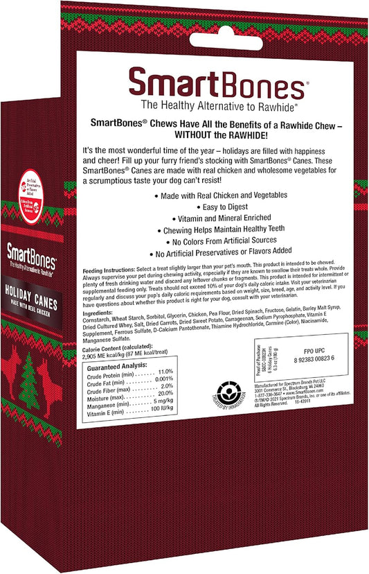 Smartbones Holiday Canes, 6 Count, Made With Real Chicken, Rawhide-Free Chews For Dogs