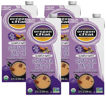 Oregon Chai Slightly Sweet Chai Concentrate, 32 Fluid Ounce (Pack Of 4)