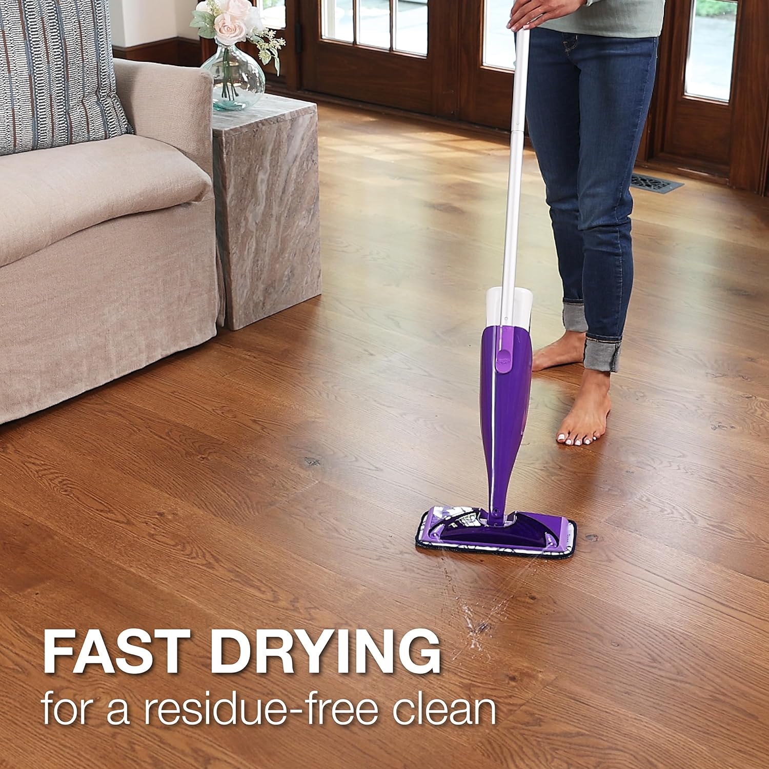 Bona Hardwood Floor Cleaner Bottle for use with Swiffer WETJET Spray Mop, Lavender Thyme Scent, makes 64 Fl Oz - Includes Filled Bottle + Concentrate Refill for Wood Floor Cleaning : Health & Household