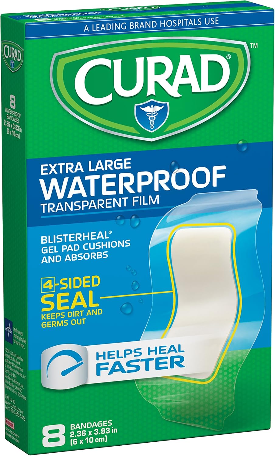 Curad Waterproof Blisterheal Hydrocolloid, Clear, 8 Count