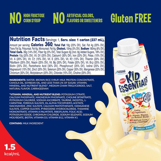 Boost Kid Essentials 1.5 Balanced Nutritional Drink For Children, Vanilla Vortex, 24 Count