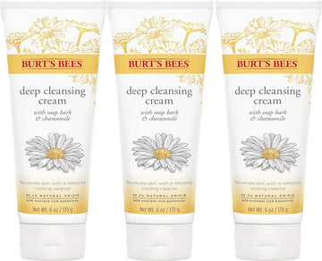 Burt'S Bees Face Wash, Deep Facial Cleansing Cream, College Back To School Dorm Essentials, All Natural Cleanser With Chamomile, 6 Ounce (Pack Of 3) (Packaging May Vary)