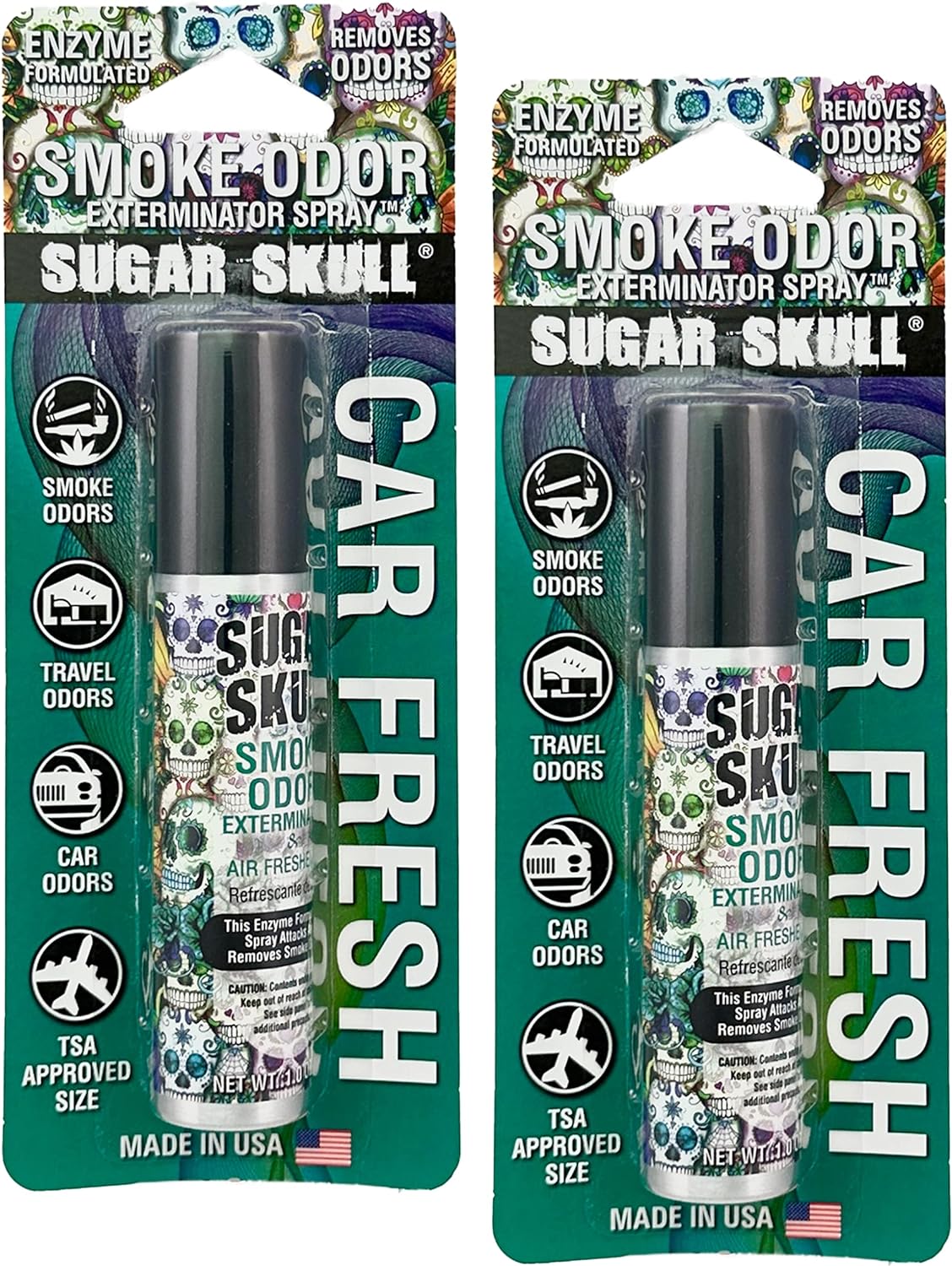 Smoke Odor Exterminator Air Fresh Spray - Your Ultimate Solution for Smoke and Household Odor Elimination - 1 oz Spray (Sugar Skull, 2 Packs) : Health & Household