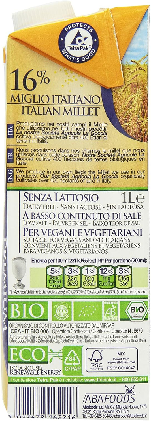 Isola Bio Organic Millet Drink Unsweetened 1Ltr (Pack Of 4)