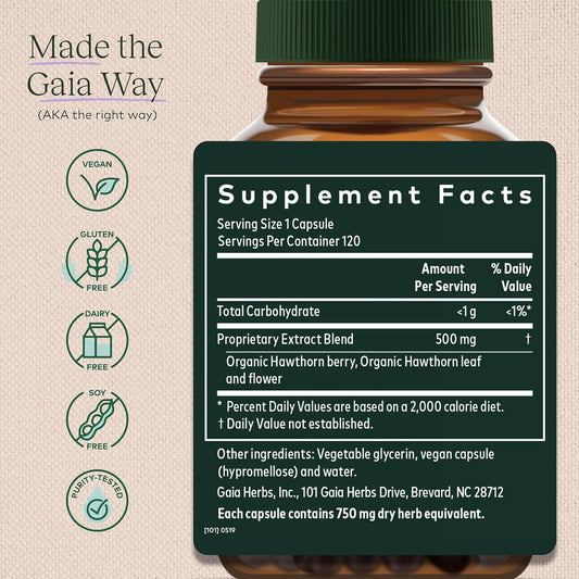 Gaia Herbs Hawthorn Supreme - Hawthorn Berry Supplement To Support Heart Health - For Use At Every Age And Stage To Sustain And Support The Heart - 120 Vegan Liquid Phyto-Capsules (60-Day Supply)