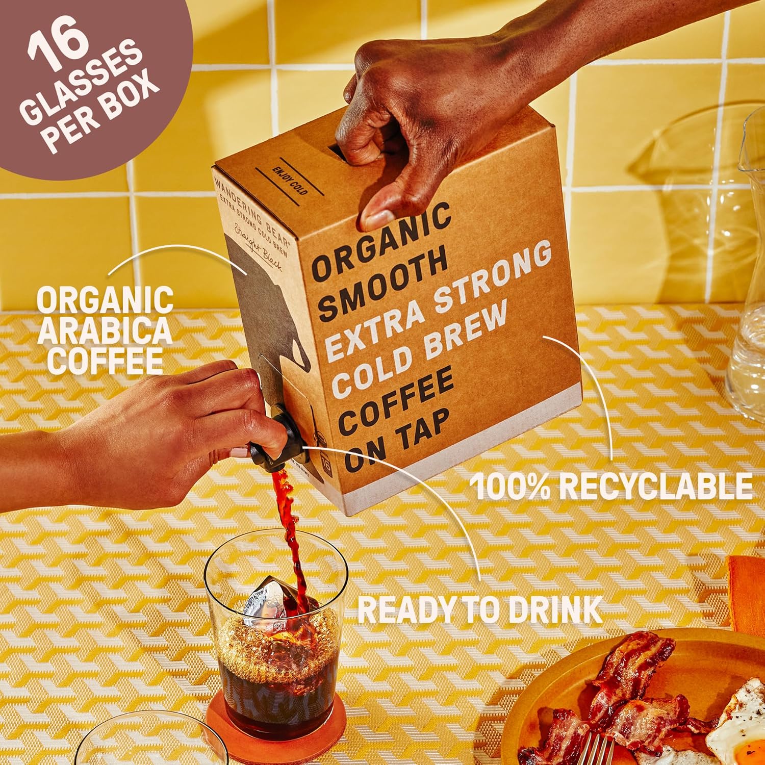 Wandering Bear Cinnamon Cold Brew Coffee On Tap, Iced Coffee, 96 Fl Oz - Extra Strong, Smooth, Unsweetened, Shelf-Stable, Ready To Drink Cinnamon Coffee