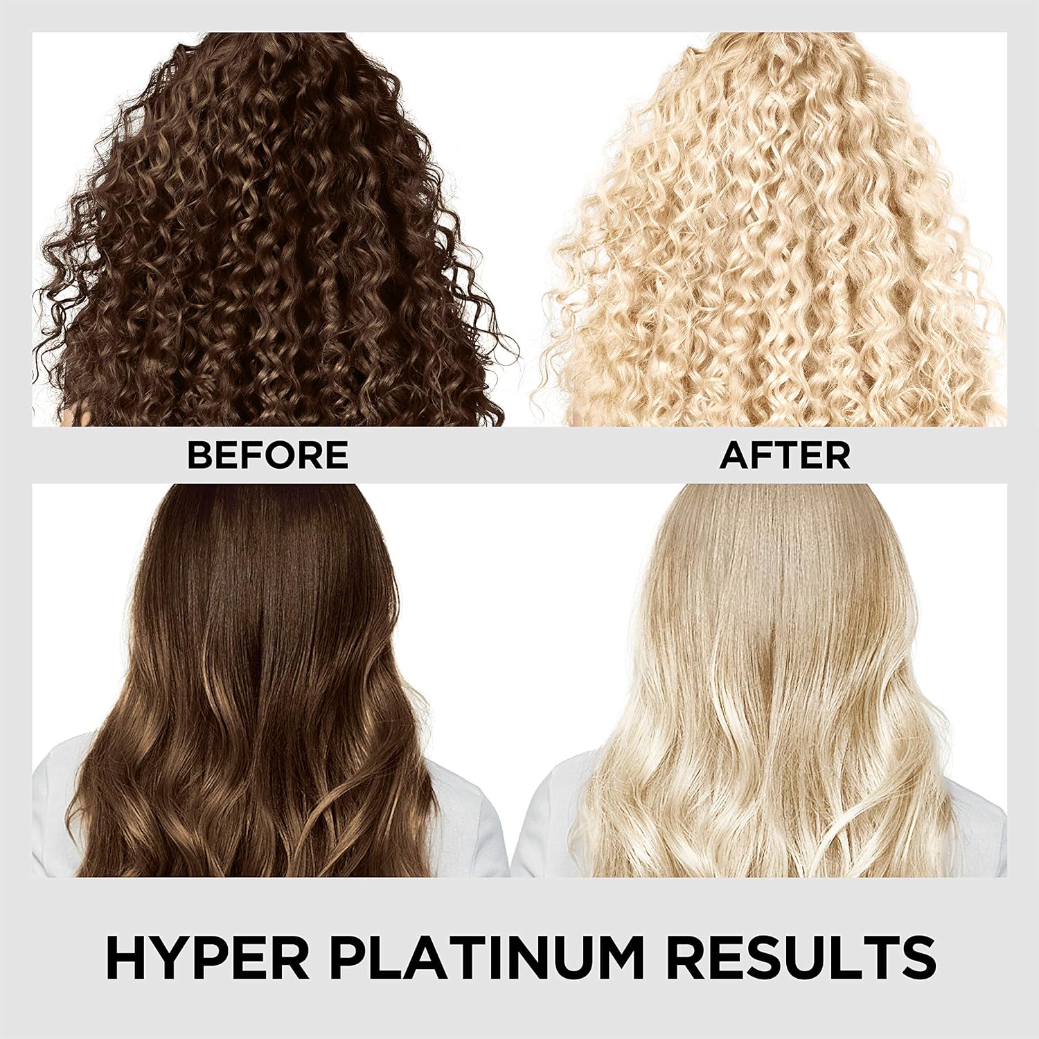 L'Oreal Paris Feria Hyper Platinum Advanced Lightening System Hair Bleach, Lifts Up To 8 Levels, Includes Anti Brass Purple Conditioner, 1 Hair Dye Kit