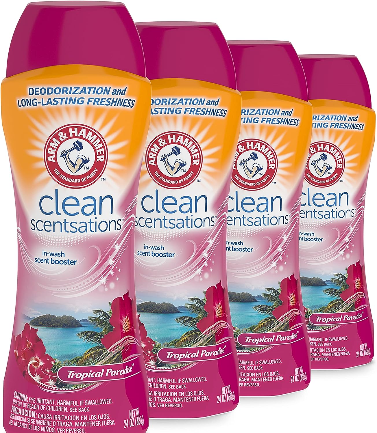 Arm & Hammer In-Wash Scent Booster, Tropical Paradise, 24 oz, Pack of 4