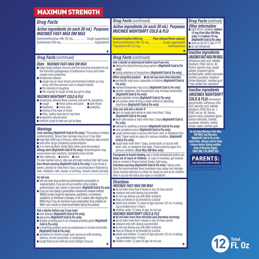 Mucinex Fastmax Dm Max Cold & Flu Liquid - Thins Mucus, Relieves Cough, Chest Congestion, Pain, Fever, Sneezing, Sore Throat, Runny Nose