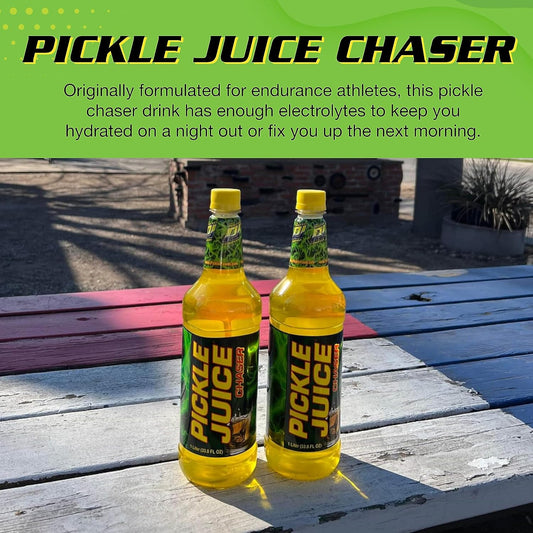 Pickle Juice Chaser 1 Liter Bottles - Pickle Juice For Pickle Backs - Electrolyte Pickle Juice For Day & Night Time Cramp Relief - 6 Pack