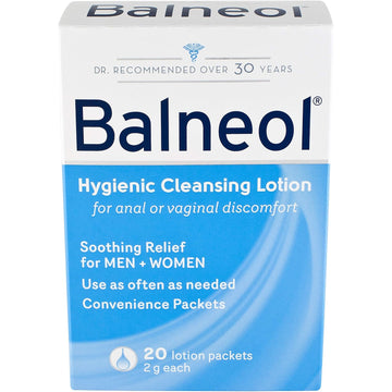 Balneol Hygienic Cleansing Lotion, Gentle Intimate Cleansing Lotion for Sensitive Skin and Pelvic Region, 20 Lotion Packets