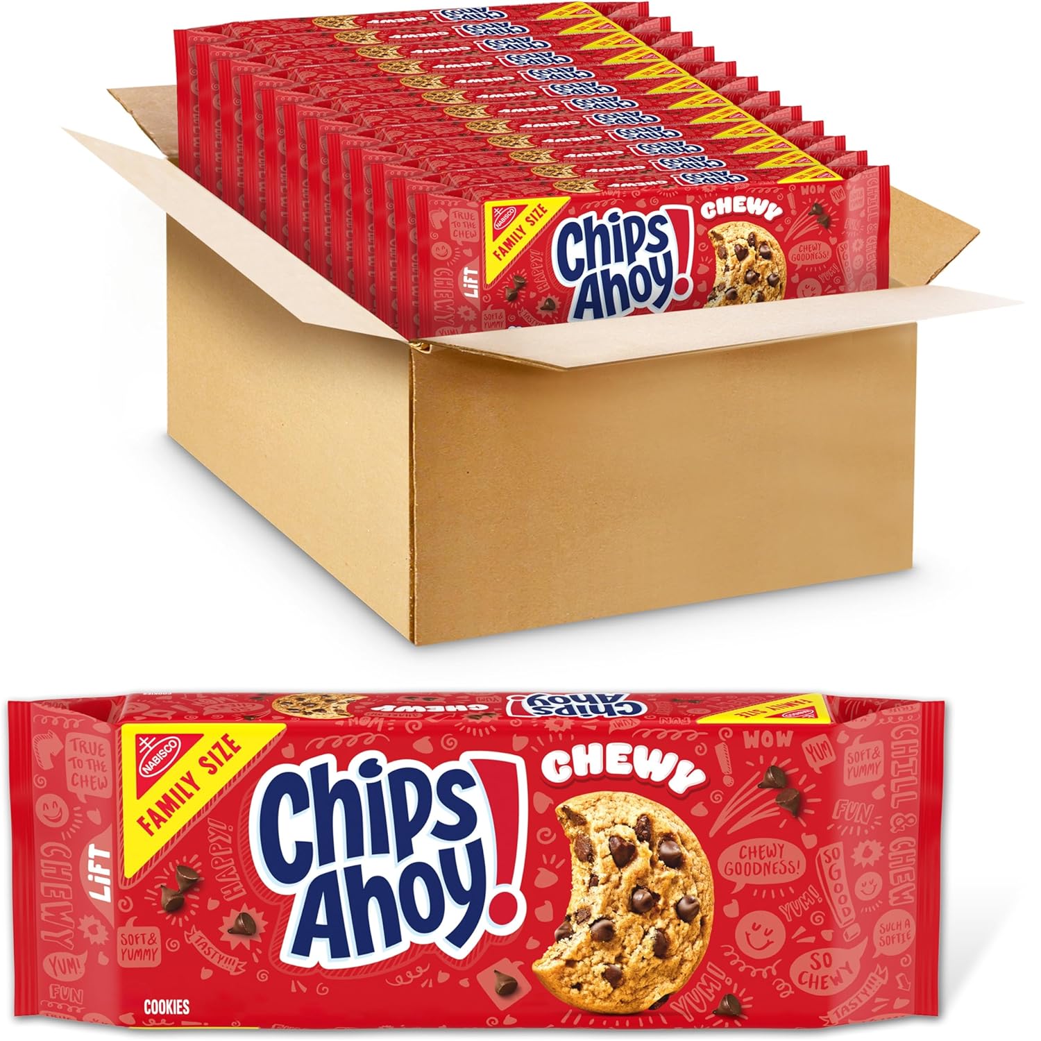 Chips Ahoy! Chewy Chocolate Chip Cookies, Family Size, 12 - 19 Oz Packs