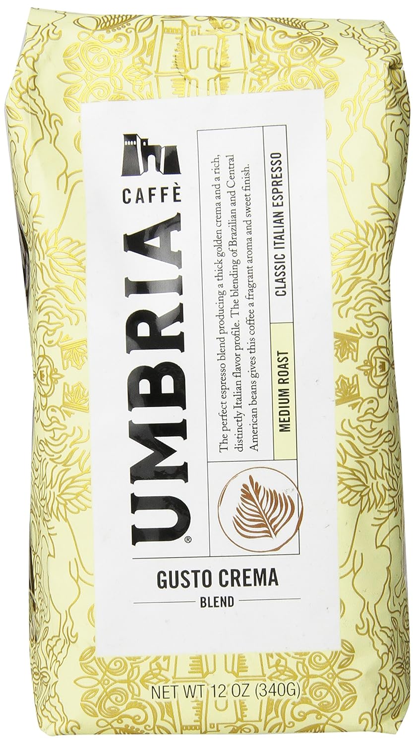 Caffe Umbria Fresh Seattle Whole Bean Roasted Coffee, Gusto Crema Blend Medium Roast, 12 Oz. Bag