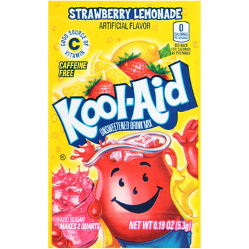 Kool-Aid Unsweetened Caffeine Free Strawberry Lemonade Zero Calories Powdered Drink Mix 192 Count Pitcher Packets