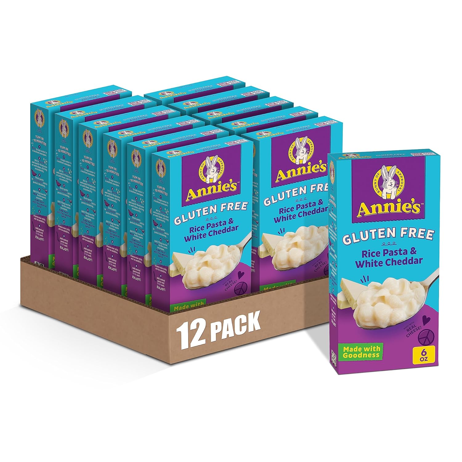 Annie'S Organic Macaroni And Cheese Shells, White Cheddar, 6 Oz. (Pack Of 12)