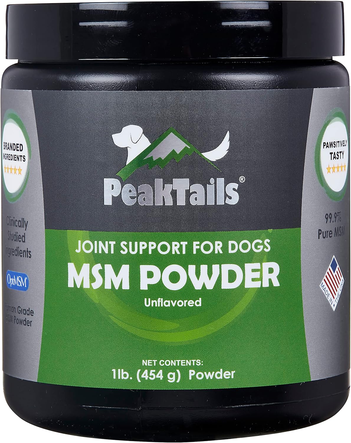 Kala Health Peaktails Msm Powder For Dogs – 1 Lb, Pure Organic Sulfur, Supports Joint Health, Mobility & Comfort – Us-Sourced Msm, Flavorless Powder