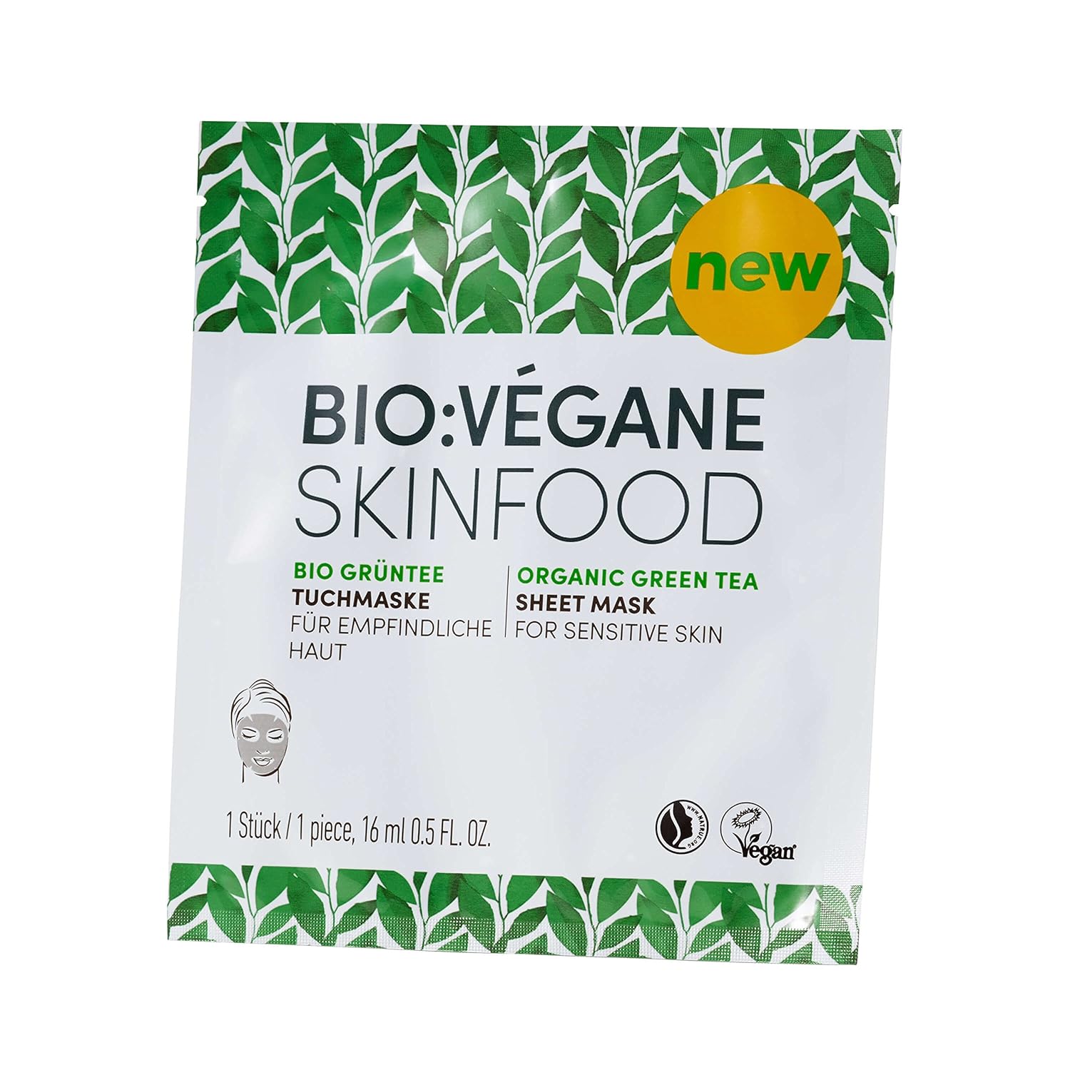 Bio:Vegane Skinfood Organic Green Tea Sheet Mask For Sensitive Skin 3 Pack
