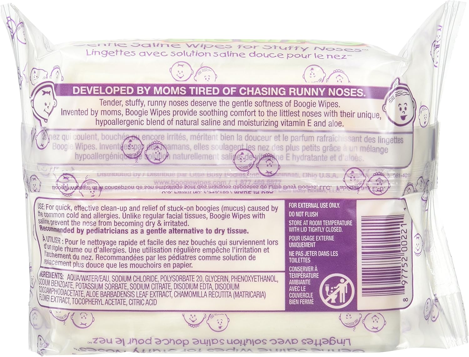 Eleeo Unscented Alcohol-Free Boogie Wipes with Aloe - 30 Count (3 Pack) : Baby