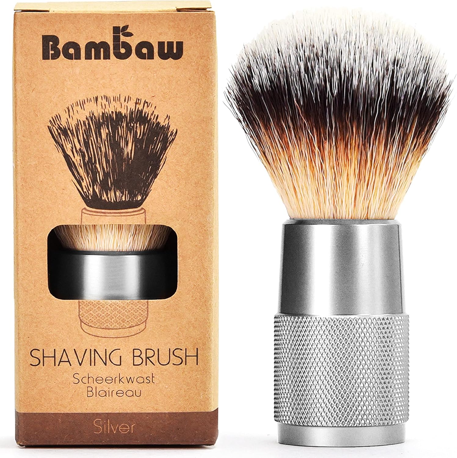 Shaving Brush Vegan | Silver | Women And Men Shaving Brush| Shaving Soap Brush | Vegan Shaving Brush | Synthetic Brush Shaving | Waste Free Shaving Brush | Bambaw