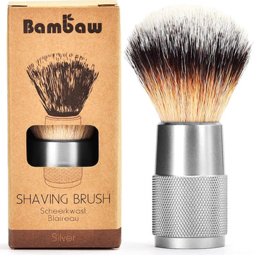 Shaving Brush Vegan | Silver | Women And Men Shaving Brush| Shaving Soap Brush | Vegan Shaving Brush | Synthetic Brush Shaving | Waste Free Shaving Brush | Bambaw