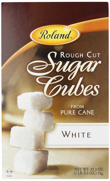 Roland Foods Rough Cut White Sugar Cubes, Specialty Imported Food, 35-Ounce Box [2 Pack]