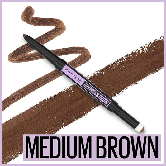 Maybelline Express Brow 2-In-1 Pencil And Powder Eyebrow Makeup, Medium Brown, 1 Count