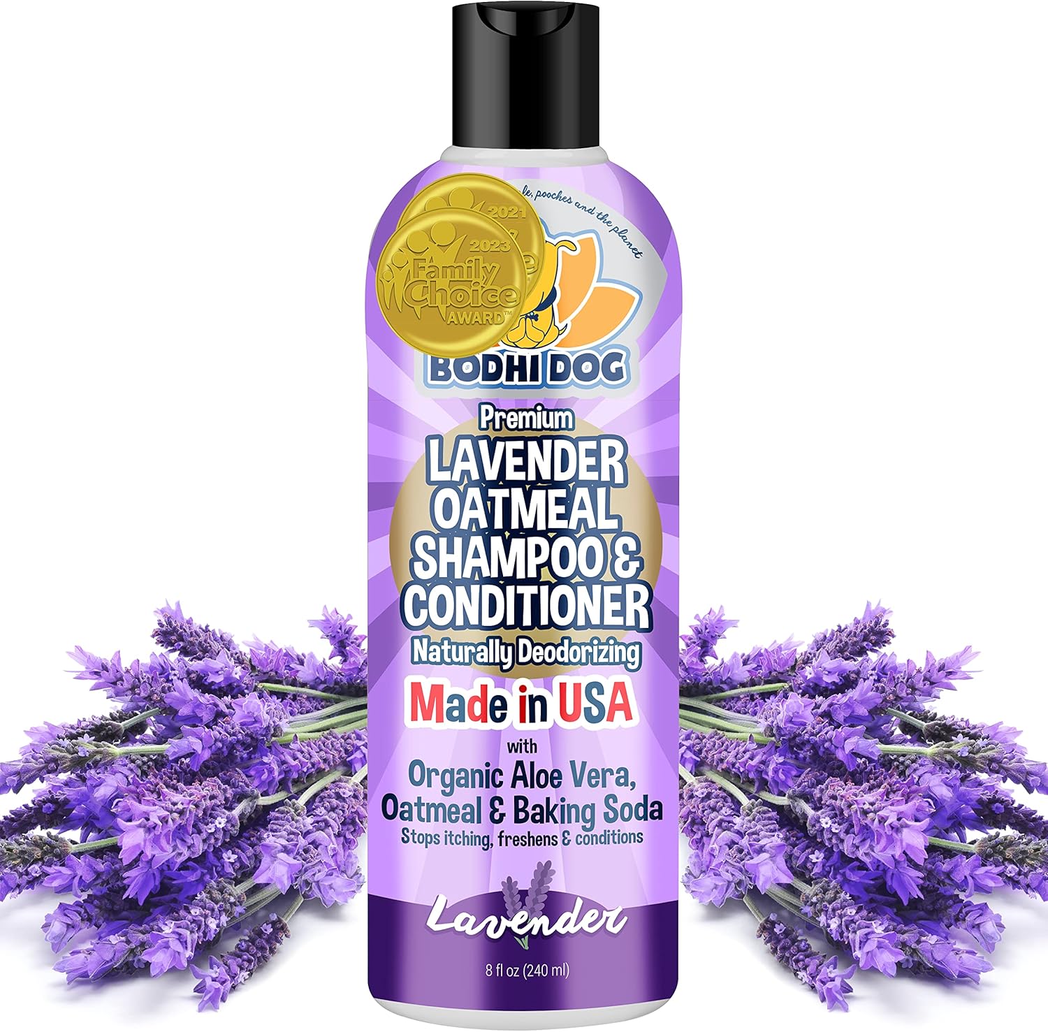 Bodhi Dog Organic Lavender Oatmeal Dog Shampoo And Conditioner | Hypoallergenic Conditioning Deodorizing Formula For Dogs Cats & Pets | Treatment Wash Soothes Dry Itchy Skin Allergy Relief (8 Fl Oz)