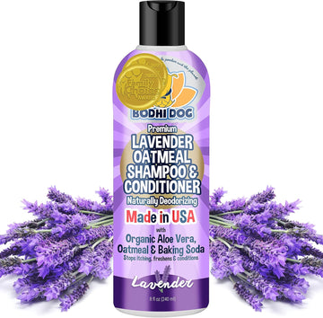 Bodhi Dog Organic Lavender Oatmeal Dog Shampoo And Conditioner | Hypoallergenic Conditioning Deodorizing Formula For Dogs Cats & Pets | Treatment Wash Soothes Dry Itchy Skin Allergy Relief (8 Fl Oz)