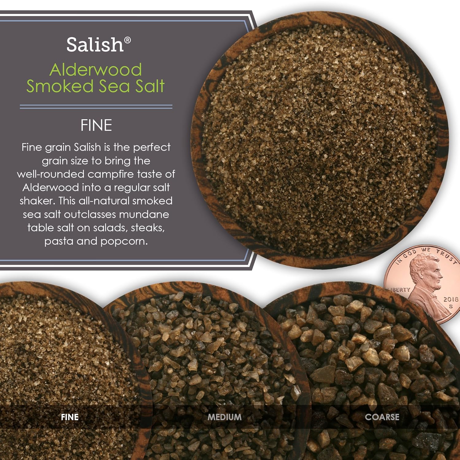 Artisan Salt Company Salish Alderwood Smoked Sea Salt, Fine Grain, Pour Spout Pouch, 16 Ounce : Grocery & Gourmet Food