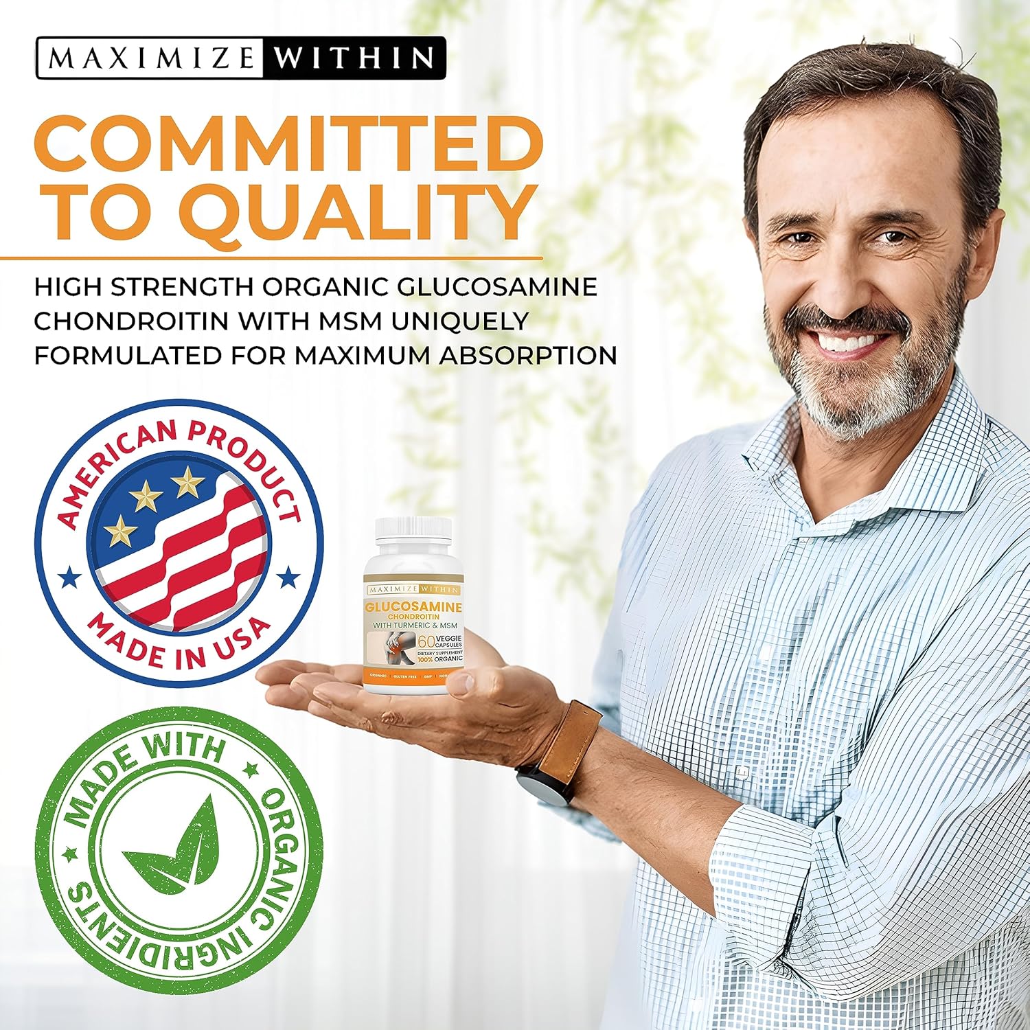 Maximize Within Glucosamine Chondroitin With Turmeric & Msm For Healthy Joints, 60 Veggie Capsules : Health & Household