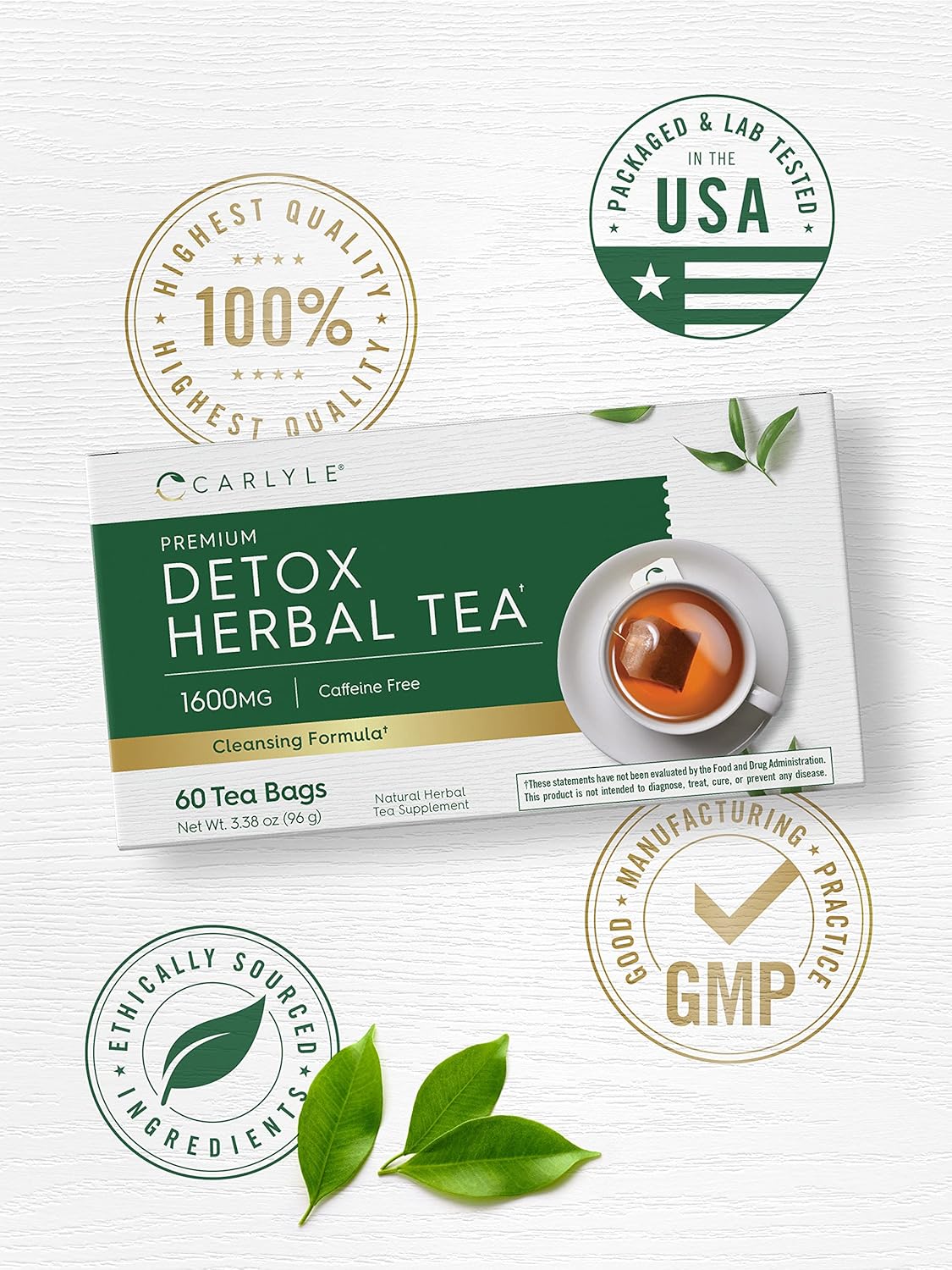 Carlyle Herbal Detox Tea | No Caffeine | Vegetarian | Non-Gmo & Gluten Free Herbal Blend