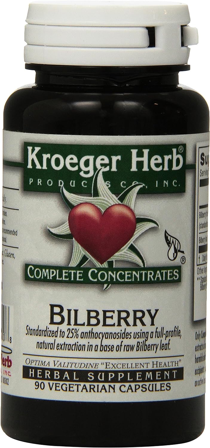 Kroeger Herb Bilberry Vegetarian Capsules, 90 Count