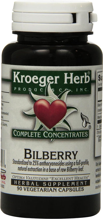 Kroeger Herb Bilberry Vegetarian Capsules, 90 Count