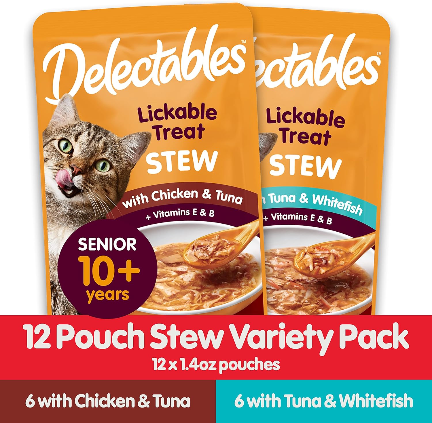 Hartz Delectables Stew Senior Cat Treat Variety Pack, 12 Count : Pet Supplies