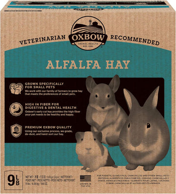 Oxbow Animal Health Alfalfa Hay - All Natural Hay For Young, Pregnant, Or Nursing Small Pets - 9 Lb