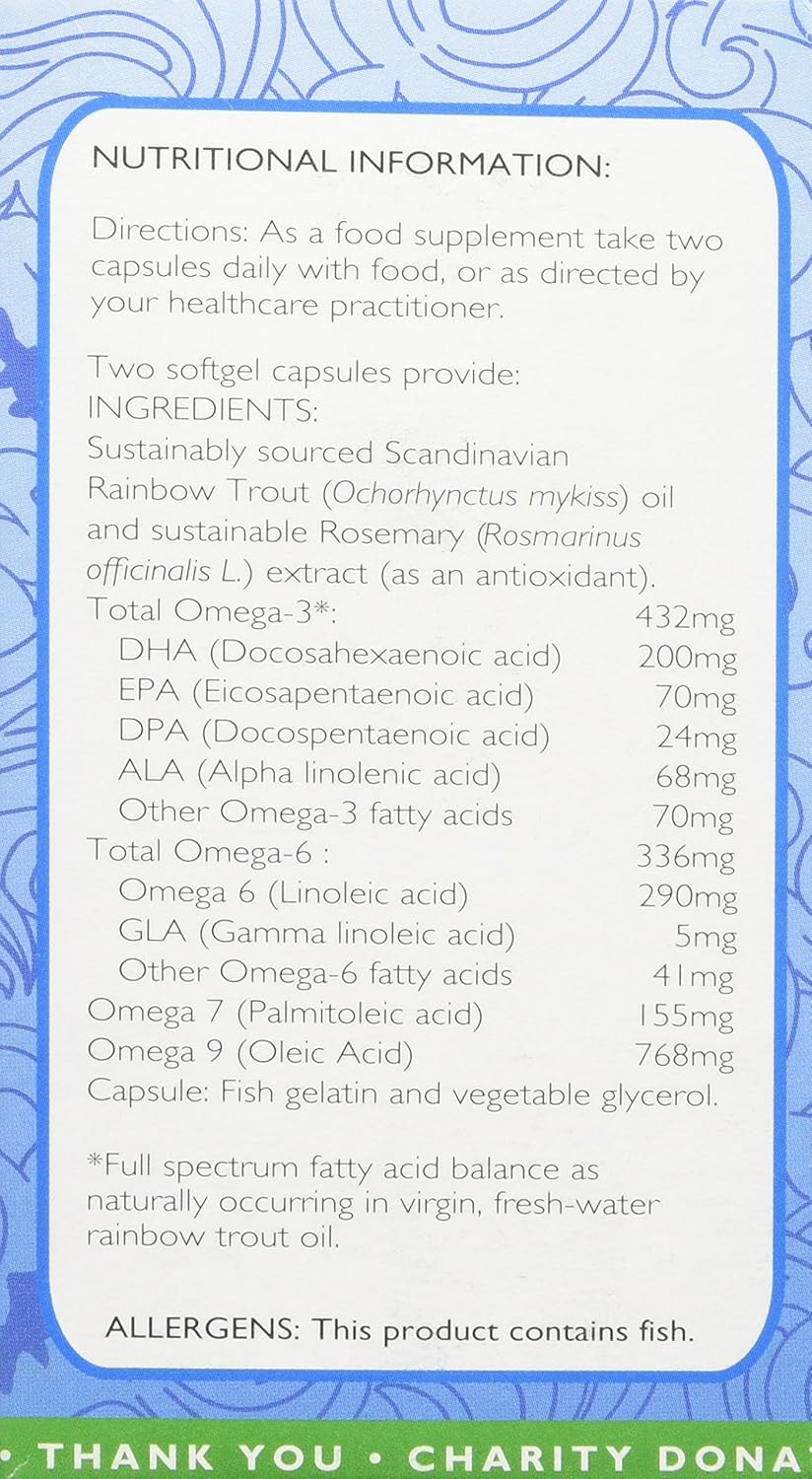 Viridian - Scandinavian Rainbow Trout Oil, 90 Softgels | Omega Oil Softgels | Maintenance Of Vision And Normal Brain Function | 100% Sustainable | Nutritionist Formulated