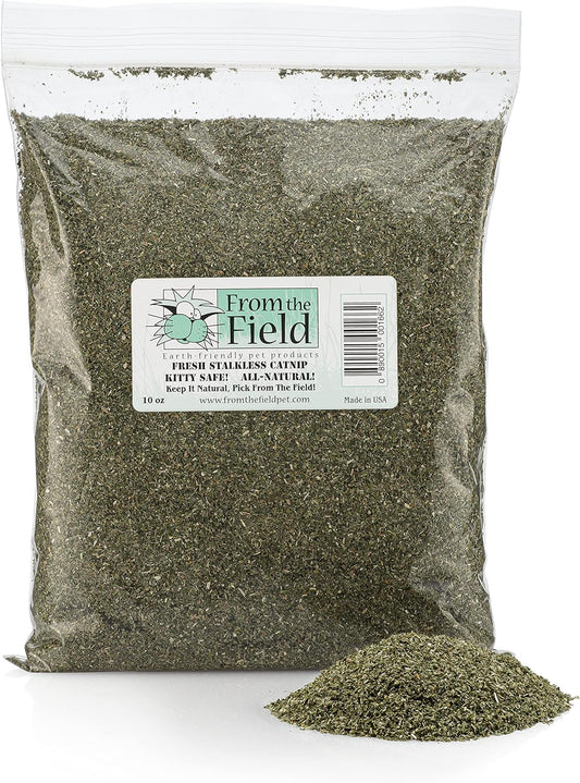 From The Field Catnip For Cats – All Natural Cat Nip, Finely Ground Without Stalks Or Stems, Resealable – Fresh, Potent And Grown In The Usa Promotes Cat Exercise, Play And Engagement [Size Variation]
