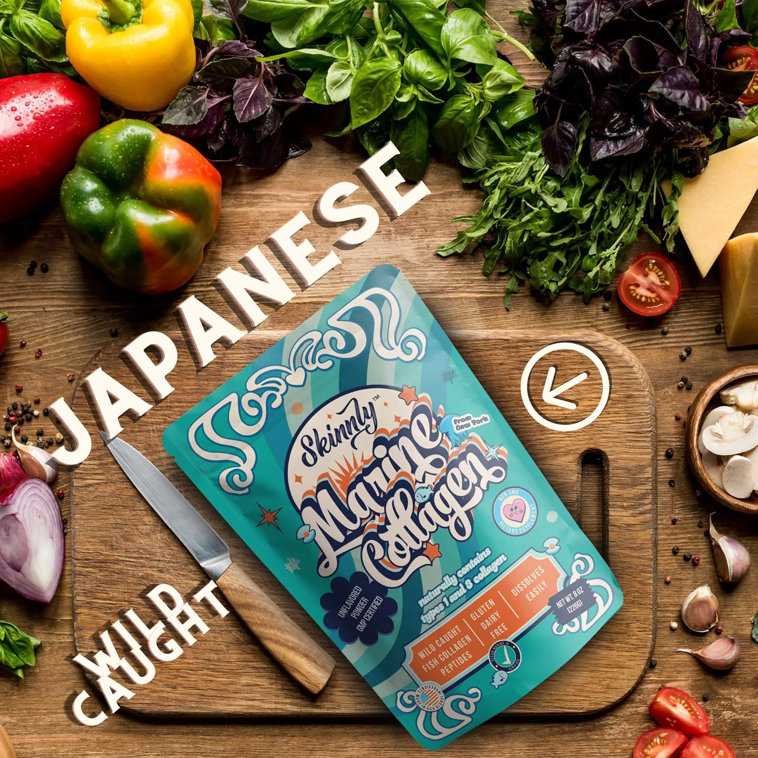 Skinnly Pure Wild-Caught Marine Collagen Protein Peptides Powder Supplement For Skin Hair Nail Joint - Hydrolyzed Collagen : Health & Household