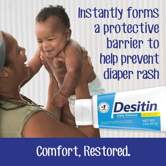 Desitin Daily Defense Baby Diaper Rash Cream With Zinc Oxide To Treat, Relieve & Prevent Diaper Rash, Hypoallergenic, Dye-, Phthalate- & Paraben-Free, 4.8 Oz