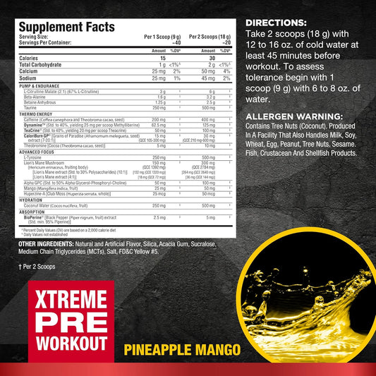 Allmax Nutrition - Impact Igniter Extreme Pre Workout Powder - With Citrulline Malate, Beta - Alanine, Caffeine, Taurine, And, Betaine Anhydrous (Pineapple Mango)