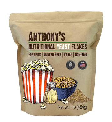 Anthony's Premium Nutritional Yeast Flakes, 1 lb, Fortified, Gluten Free, Non GMO, Vegan