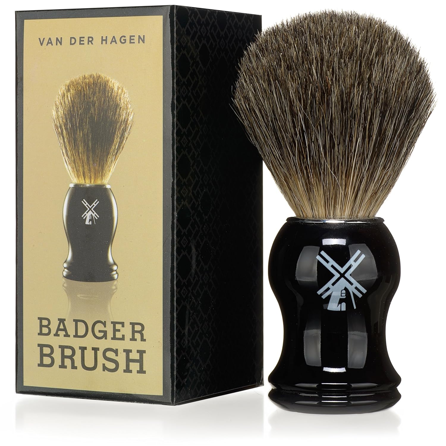 Van Der Hagen Badger Brush - Shave Brush Made From 100% Genuine Badger Hair, Exfoliates And Cleanses Skin