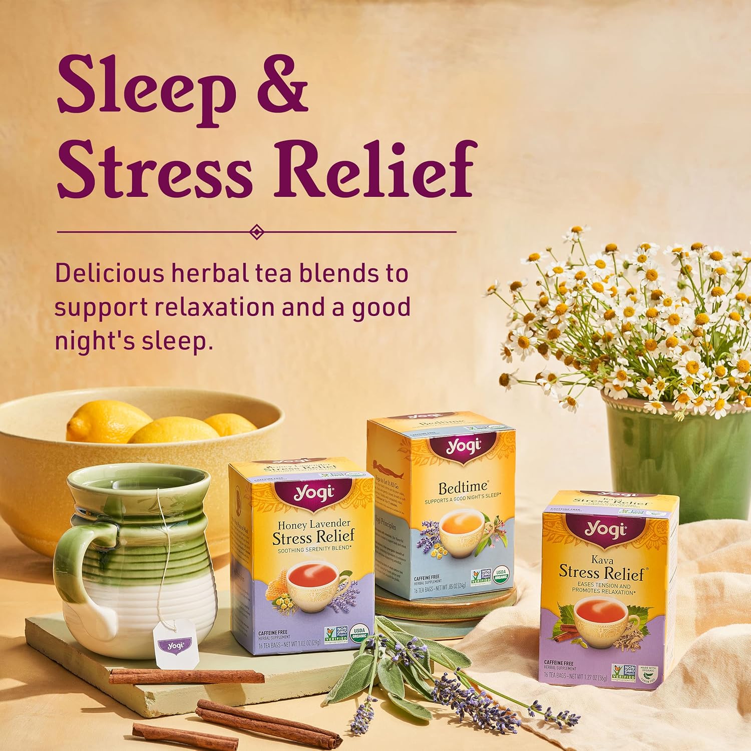 Yogi Tea - Relaxed Mind (6 Pack) - Supports Tranquility - Calming Tea With Gotu Kola And Lavender - Caffeine Free - 96 Organic Herbal Tea Bags