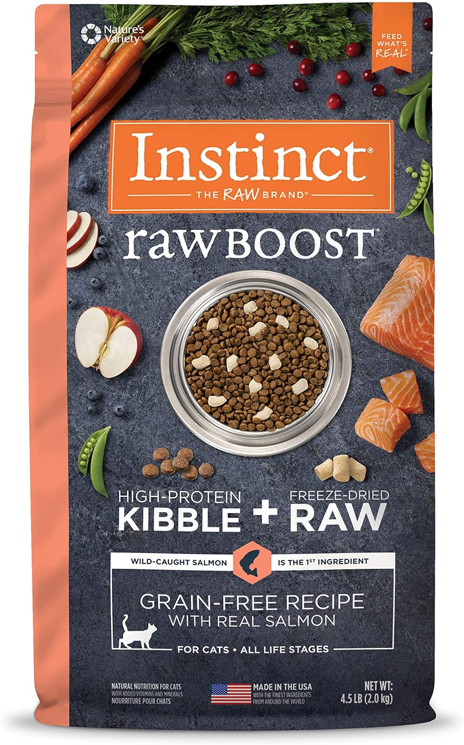 Instinct Raw Boost Grain Free Recipe with Real Salmon Natural Dry Cat Food by Nature's Variety, 4.5 lb. Bag
